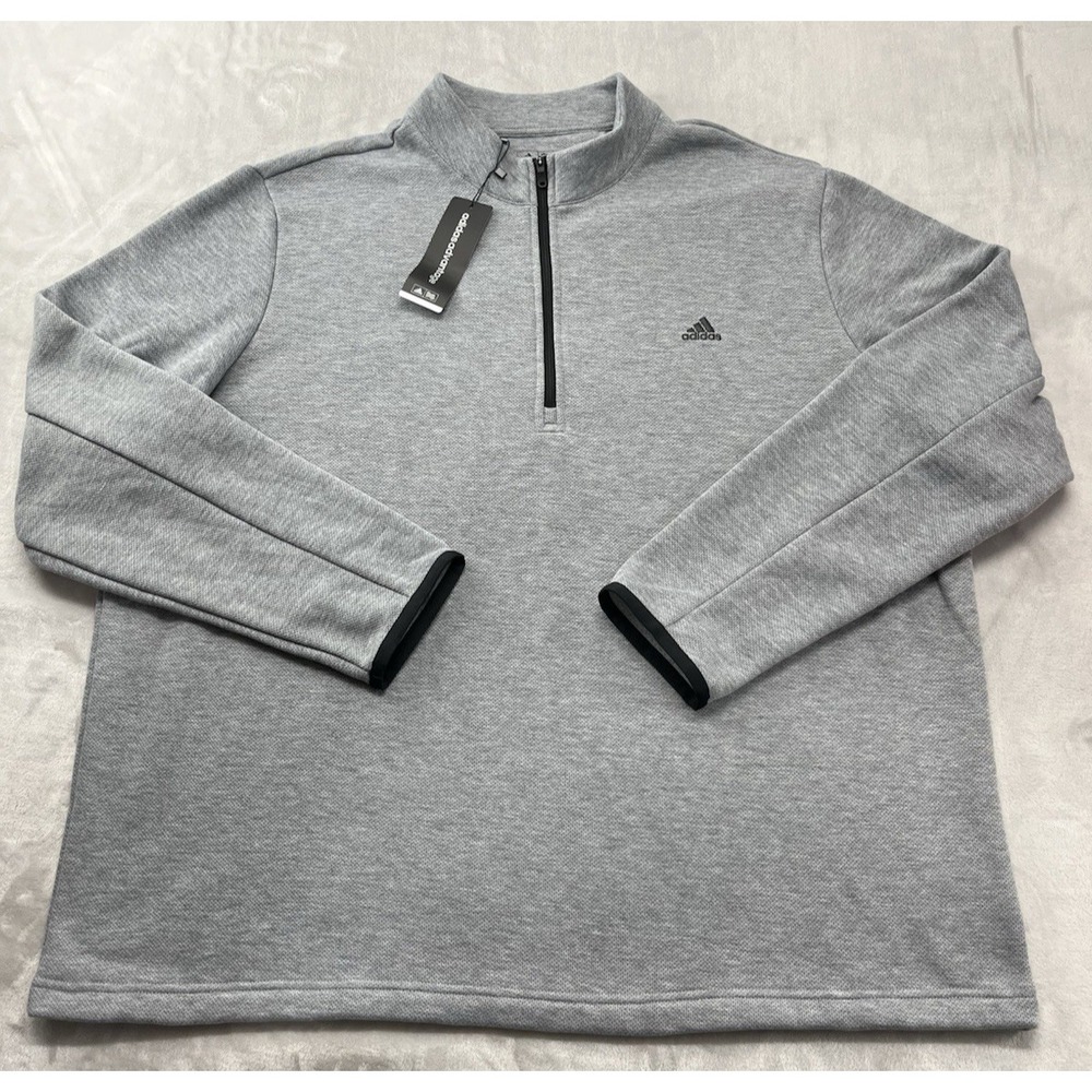 Adidas Sweater Men 2XL Gray Fleece Quarter Zip ADI ADV Layer Sweatshirt Outdoors